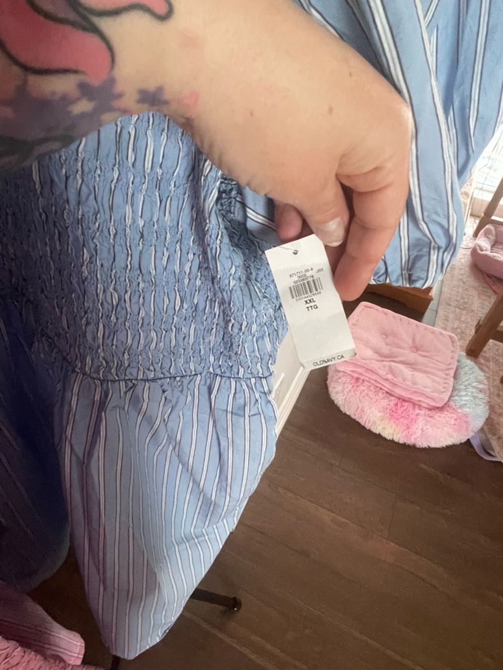 Old Navy Light Blue Striped Smocked Mini Dress - Picture 3 of 3